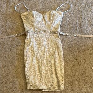 B Darlin Cream Lace Mini Dress